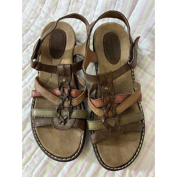 Earth Shoes - Earth Origins Shirley Sandals Women's 9.5 M Open Toe Cork Bed Leather Strappy